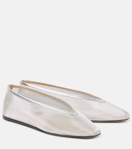 Le Monde Beryl Le Monde Béryl Luna leather-trimmed mesh ballet flats