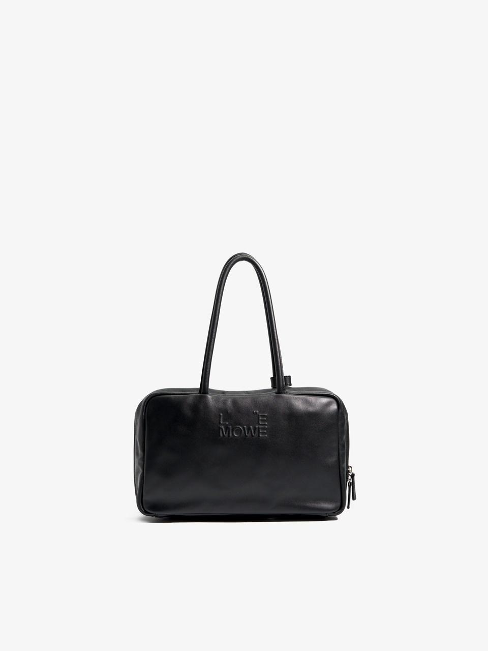 LE MOWE Square Logo Leather Tote Bag [Black]