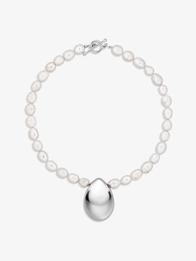 LE MOWE Teardrop Pearl Silver Necklace