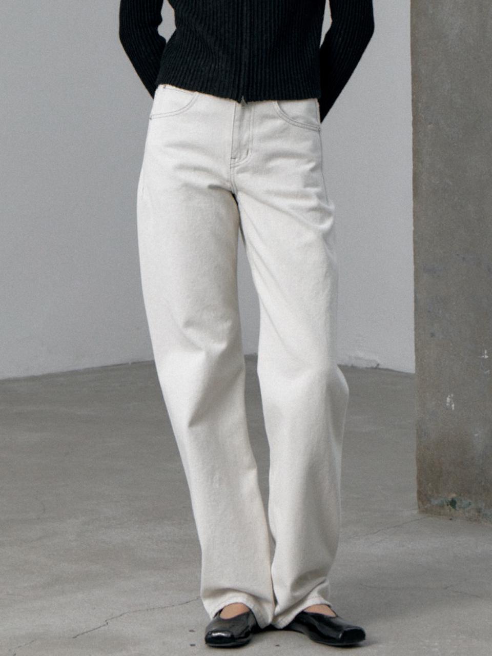 LE Natural Cotton Straight Pants [Ecru]