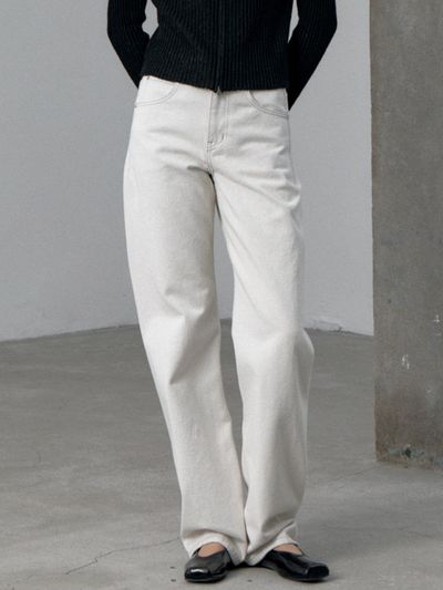 LE Natural Cotton Straight Pants [Ecru]