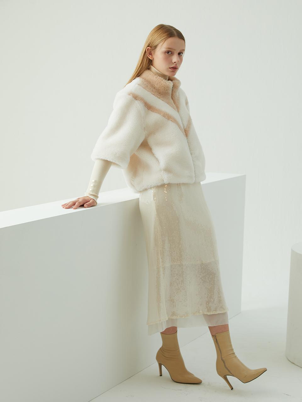 LE PURE Wool Mid-length High-neck Coat