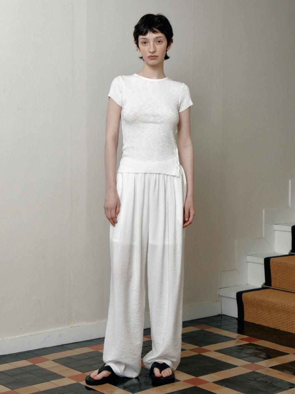 LE Relaxed Fit Banded Pants - White