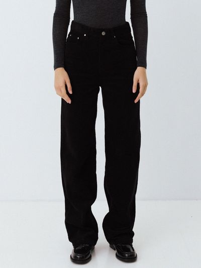 LE Signature Corduroy Straight Pants (Black)
