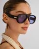 Le Specs Le Specs Dreamboat shield sunglasses in black with blue lens - 1