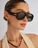Le Specs Le Specs Dreamboat shield sunglasses in black with green polarized lens - 1