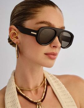 Le Specs Le Specs Dreamboat shield sunglasses in black with green polarized lens