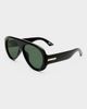 Le Specs Le Specs Dreamboat shield sunglasses in black with green polarized lens - 3