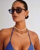 Le Specs Le Specs Heart Throb round sunglasses in black with blue tinted lens - 1
