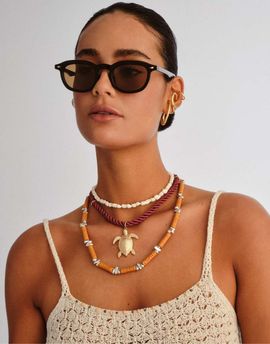 Le Specs Le Specs Heart Throb round sunglasses in black with brown lens