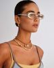 Le Specs Le Specs Outta Love oval sunglasses in silver pearl with amber lens - 1