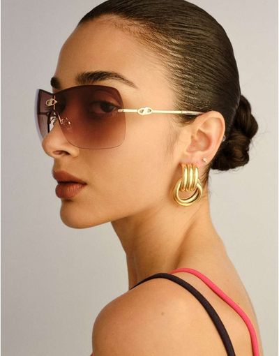 Le Specs Le Specs Paralell Universe visor sunglasses in gold graduated tint