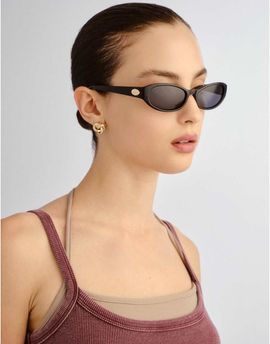 Le Specs Le Specs Popalicious slim sunglasses in black-Brown