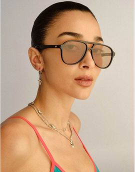 Le Specs Le Specs Tragic Magic aviator sunglasses in black with tan tint