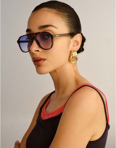 Le Specs Le Specs Tragic Magic aviator sunglasses in Tokyo blue tint