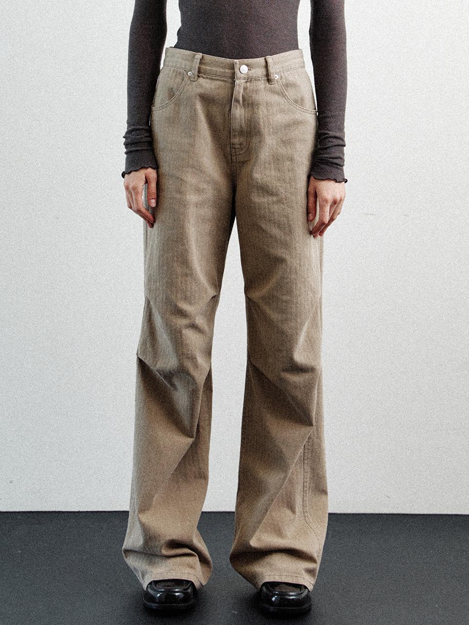 LE washed parachute pants (khaki beige)