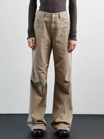 LE washed parachute pants (khaki beige)