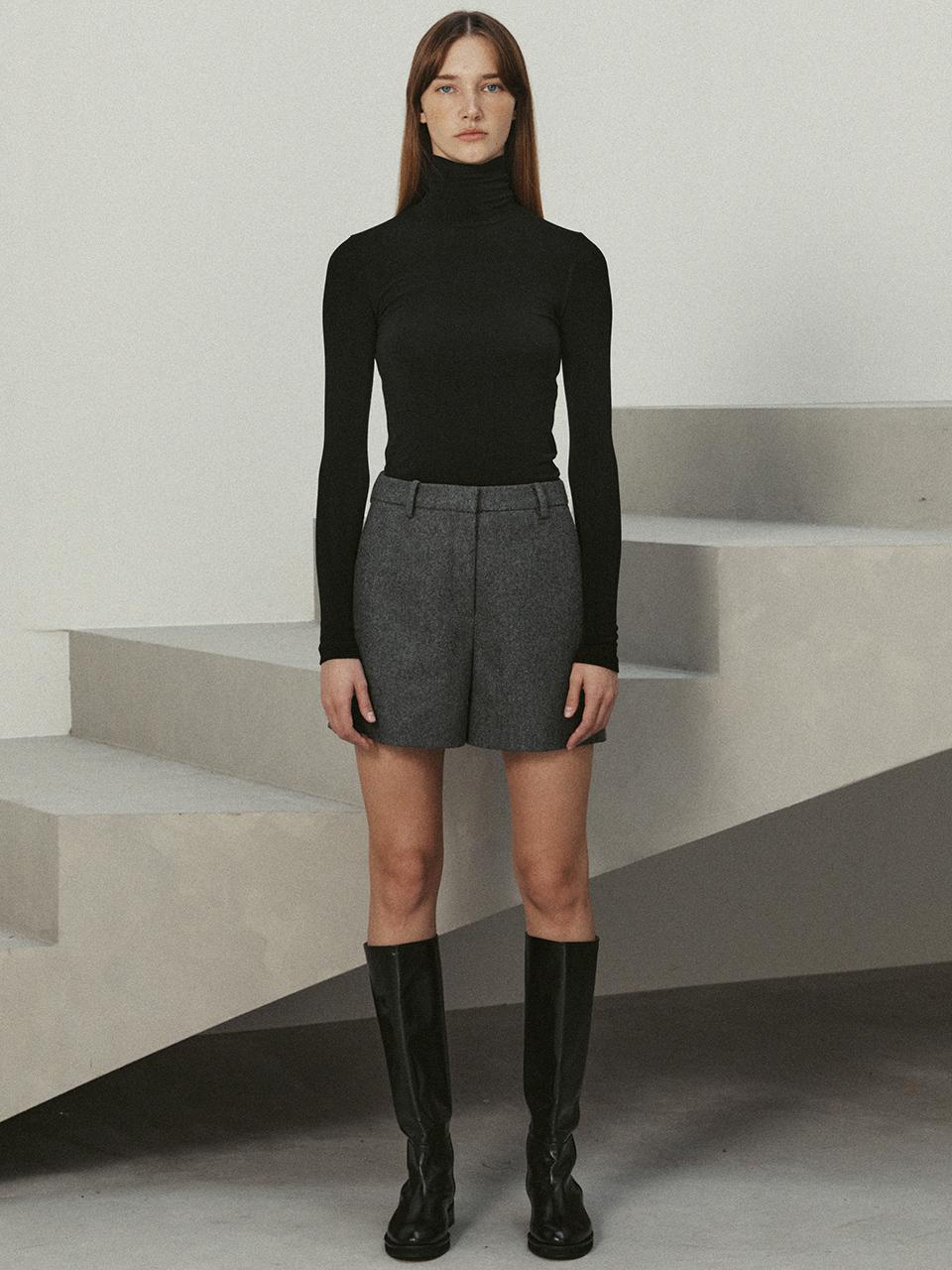 LE wool short pants (charcoal)