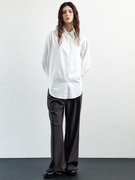 LE wool two-tucked wide pants (ash brown)