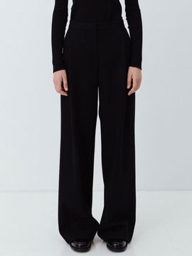 LE Wool Wide Tucked Pants (Black)