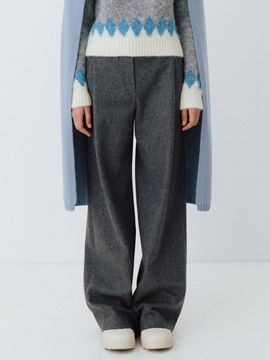 LE Wool Wide Tucked Pants (Charcoal)