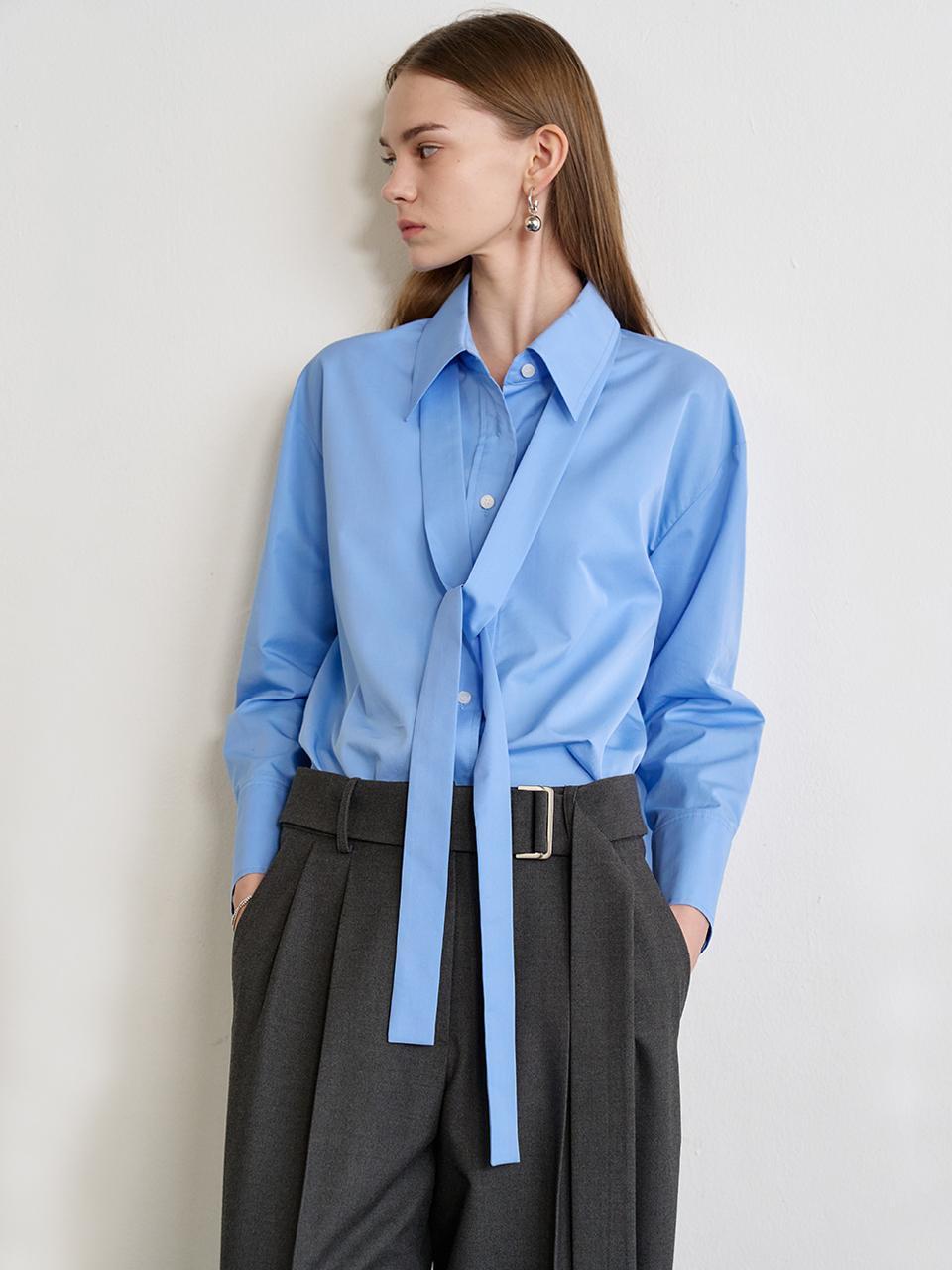 LE YIEL Oversized Tie Shirt [Blue]