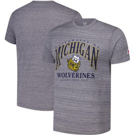 LEAGUE COLLEGIATE WEAR Men's League Collegiate Wear Heather Gray Michigan Wolverines Tall Arch 2.0 Victory Falls Tri-Blend T-Shirt 