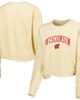 LEAGUE COLLEGIATE WEAR Women's League Collegiate Wear Cream Wisconsin Badgers Classic Campus Corded Timber Sweatshirt  - 1
