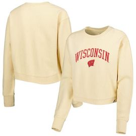 LEAGUE COLLEGIATE WEAR Women's League Collegiate Wear Cream Wisconsin Badgers Classic Campus Corded Timber Sweatshirt 
