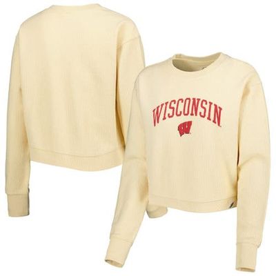 LEAGUE COLLEGIATE WEAR Women's League Collegiate Wear Cream Wisconsin Badgers Classic Campus Corded Timber Sweatshirt 