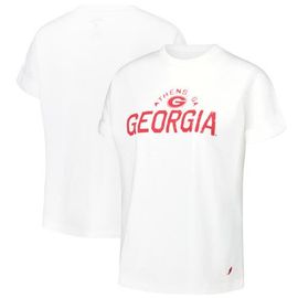 LEAGUE COLLEGIATE WEAR Women's League Collegiate Wear White Georgia Bulldogs Slub Rolled Cuff T-Shirt 