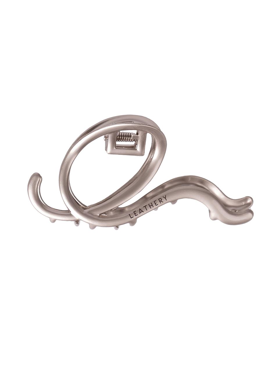leathery Adeline Silver Hair Claw Clip_Matte Silver