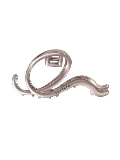 leathery Adeline Silver Hair Claw Clip_Matte Silver