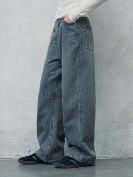 leathery Balloon Fit High Waist Wide Denim Pants [3COLOR]