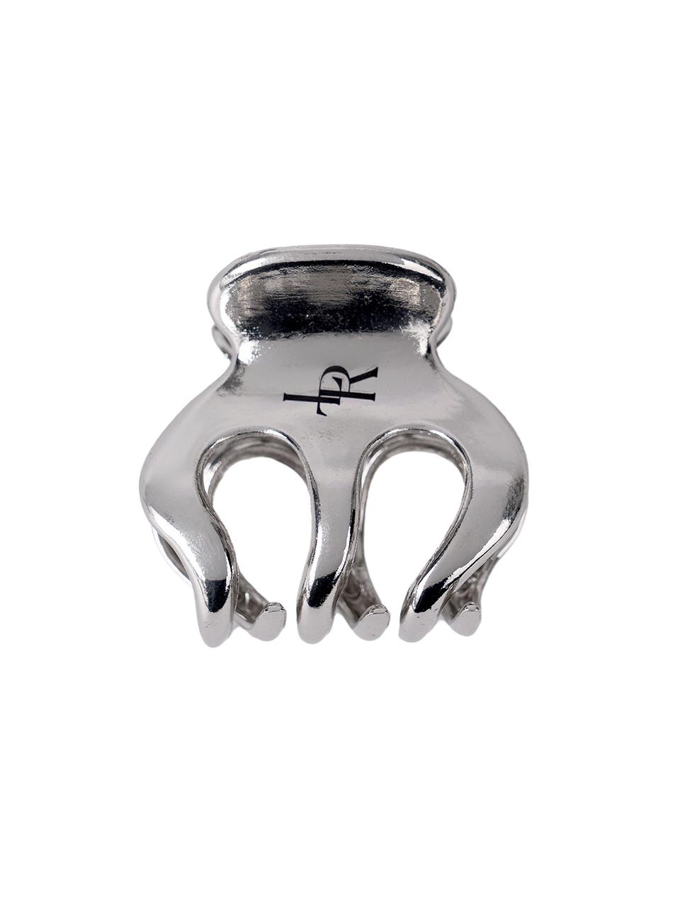 leathery Charlotte Silver Hair Claw Clip_Glossy Silver