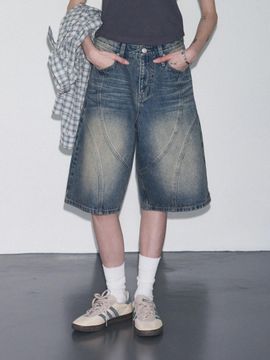 leathery Dunk Washed Bermuda Denim Shorts [3 COLORS]