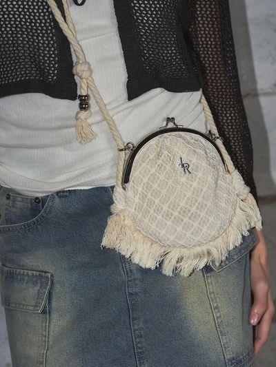 leathery Weave Rope Tassel Bag [2 Colors]