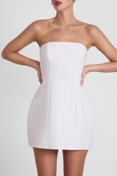 LEAU LEAU Eres Strapless Bustier Mini Dress in White, Women's at Urban Outfitters