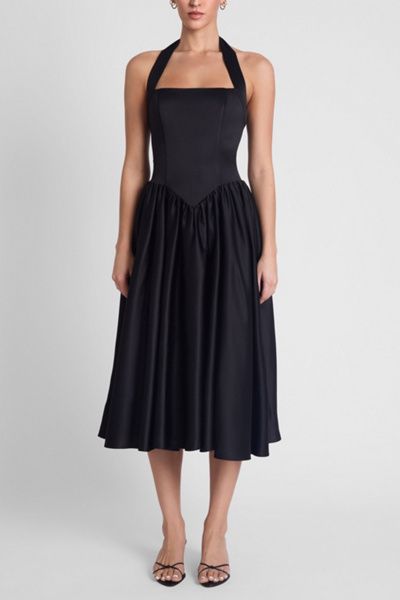 LEAU LEAU Hart Halter Corset Midi Dress in Black, Women's at Urban Outfitters