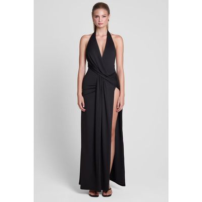 LEAU LEAU Palermo Plunge Drape Maxi Dress
