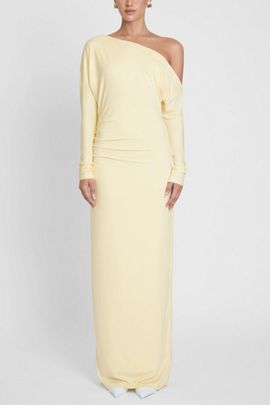 LEAU LEAU Sola Slouchy Jersey Maxi Dress in Yellow, Women's at Urban Outfitters