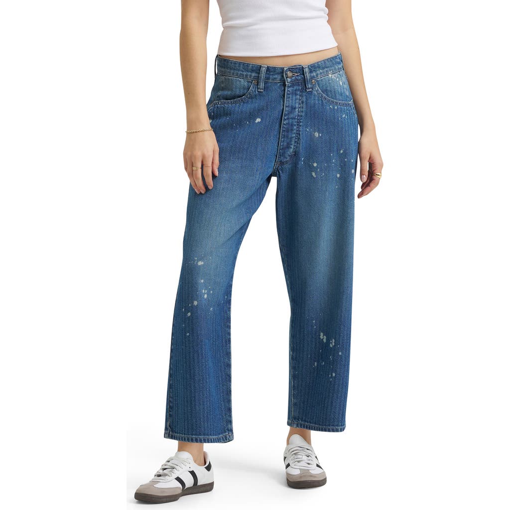 Lee Lee Bleach Splatter Crop Loose Fit Herringbone Jeans