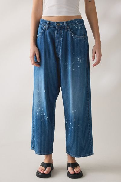 Lee Lee Button-Fly Crop High-Rise Loose Jean in Western Blue DX, Women's at Urban Outfitters