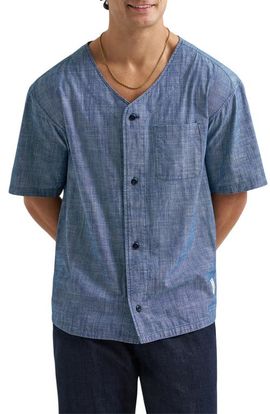 Lee Lee Chambray Button-Up Baseball Shirt