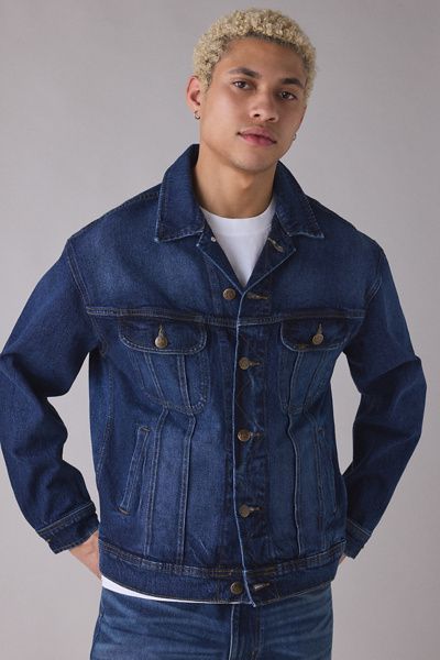Lee Lee Essential Rider Relaxed Fit Denim Trucker Jacket in Tinted Denim, Men's at Urban Outfitters
