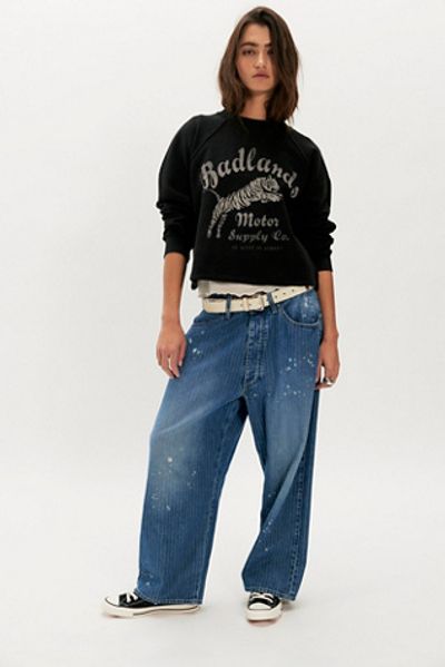 Lee Lee Loose Button-Fly Striped Ankle Jeans