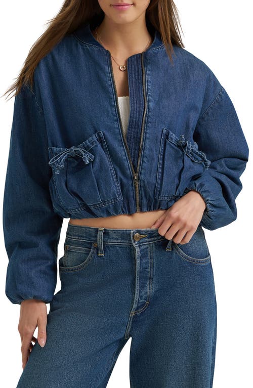 Lee Lee Oversize Bubble Hem Denim Bomber Jacket