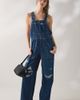 Lee Lee Relaxed Straight Bib Denim Overall in Tinted Denim, Women's at Urban Outfitters - 1