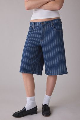 Lee Lee Sonic Speed Stripe Long Denim Short in Sonic Speed Stripe, Women's at Urban Outfitters