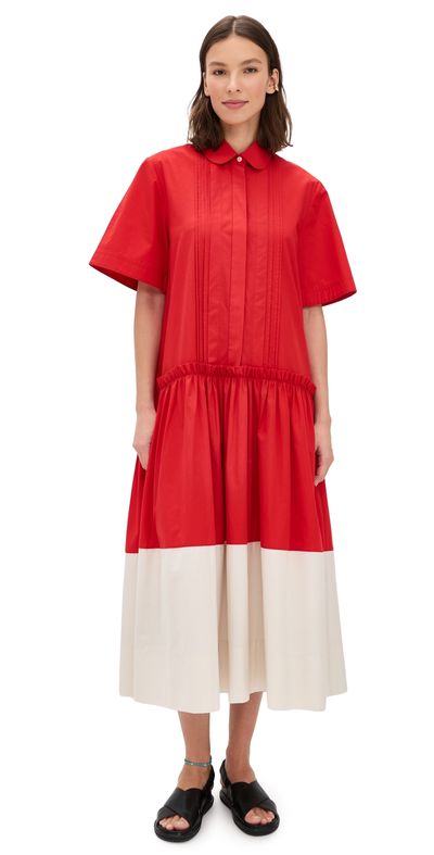 Lee Mathews Lee Mathews Charlotte Spliced Dress Red